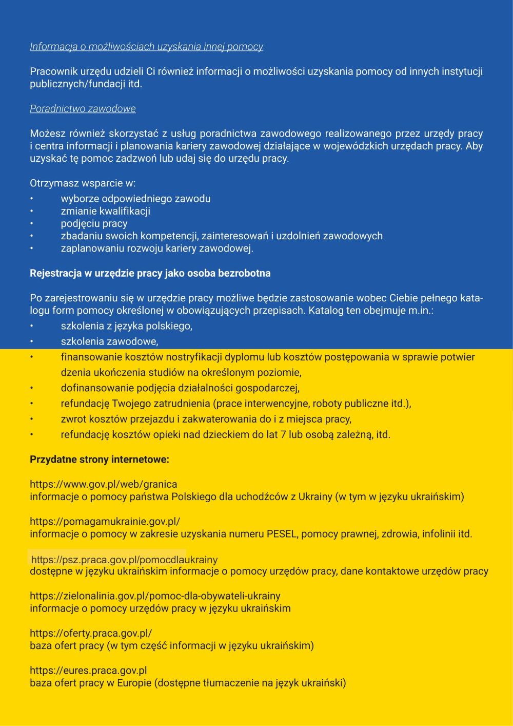 Zdjęcie galerii artykułu:  - Jesteś uchodźcą z Ukrainy - PL - ulotka w języku polskim_5.05.22-2.jpg